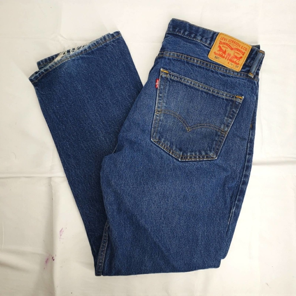 Levi's 505 straight regular fit dark wash jeans mens 36x32